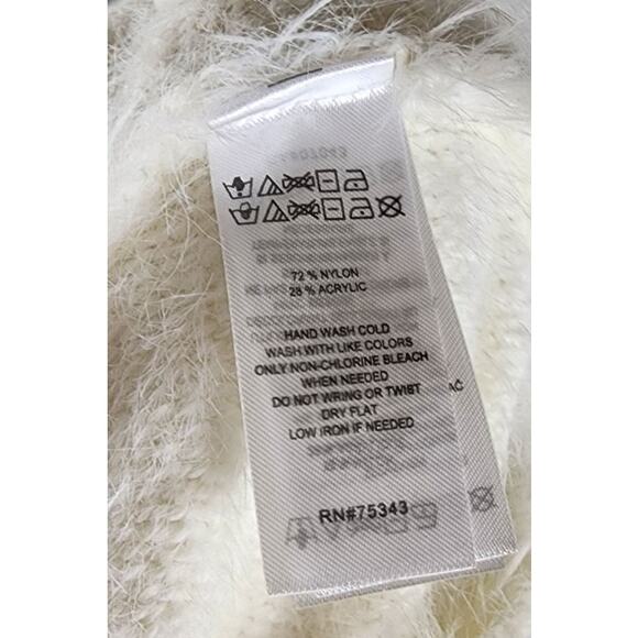 Jessica Simpon White Fuzzy Soft Crew Neck Stretch Sweater Women's Size Medium - Picture 6 of 6